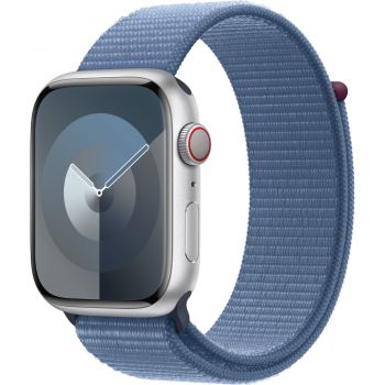 Apple Watch S9, Cellular, 45mm, Silver Aluminium Case, Winter Blue Sport Loop de firma original