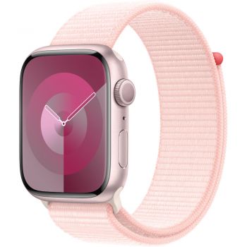 Apple Watch S9, GPS, 45mm, Pink Aluminium Case, Light Pink Sport Loop de firma original