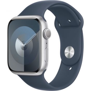 Apple Watch S9, GPS, 45mm, Silver Aluminium Case, Storm Blue Sport Band - M/L