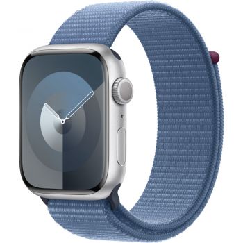 Apple Watch S9, GPS, 45mm, Silver Aluminium Case, Winter Blue Sport Loop