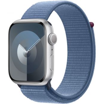 Apple Watch S9, GPS, 45mm, Silver Aluminium Case, Winter Blue Sport Loop de firma original