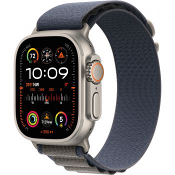 Apple Watch Ultra 2 Cellular 49mm Titanium Case, Blue Alpine Loop, Large