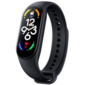 Bratara fitness Xiaomi Mi Band 7, Ecran AMOLED 1.62-inch, Waterproof, Bluetooth 5.0, pana la 15 zile autonomie, Senzor cardiac PPG, Senzor SpO2 masoara nivel oxigen in sange, EU Version