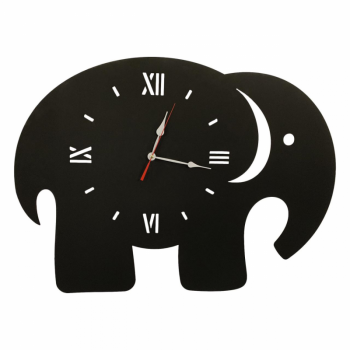 Ceas de perete metalic Krodesign Elephant, diametru 70 cm, negru