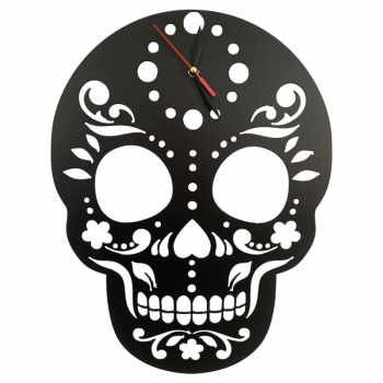 Ceas de perete metalic Krodesign Skull, diametru 45 cm, negru