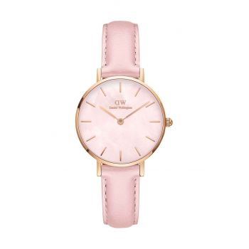 Daniel Wellington ceas Petite 28 Pink leather femei, culoarea roz