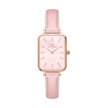 Daniel Wellington ceas Quadro Pink leather femei, culoarea roz de firma original