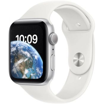SmartWatch Apple Watch SE2, 44mm Aluminium Silver cu White Sport Band Regular + GPS