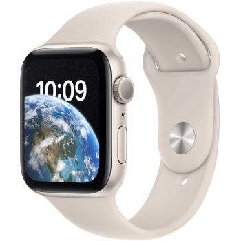 SmartWatch Apple Watch SE2, 44mm Aluminium Starlight cu Starlight Sport Band Regular + GPS