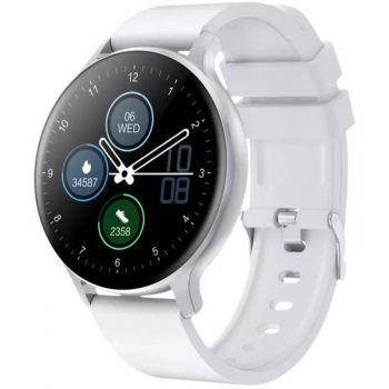 SmartWatch Canyon Badian alb, curea silicon alb