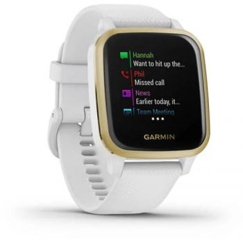 SmartWatch Garmin Venu Sq, aluminiu auriu, curea silicon alb SmartWatch Garmin Venu Sq, aluminiu auriu, curea silicon alb