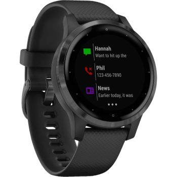 SmartWatch Garmin Vivoactive 4S, negru, curea silicon negru, GPS + HR