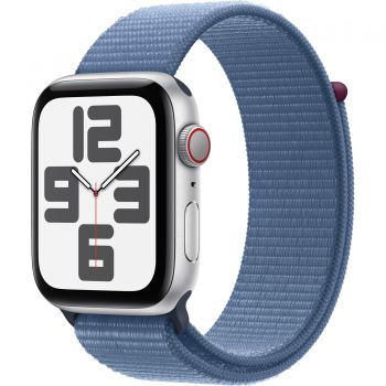 Apple Watch SE2 2023, GPS, Cellular, 44 mm, Silver Aluminium Case, Winter Blue Sport Loop
