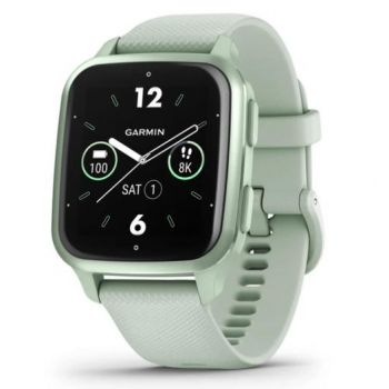 Ceas activity outdoor tracker Garmin Venu Sq 2, Ecran AMOLED 1.41inch, 5 ATM, GPS (Verde)