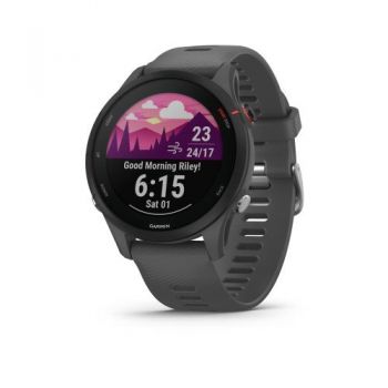 Ceas Activity Tracker Garmin Forerunner 255, Bluetooth, Ecran 1.3inch Gorrila Glass 3, 4GB Flash, Waterproof 5 ATM (Gri) de firma originala