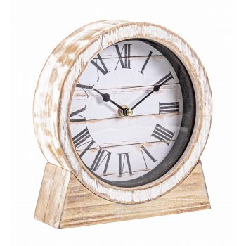 Ceas de masa Ticking Q26 Natural / Alb Antichizat, L20xl6xH22 cm