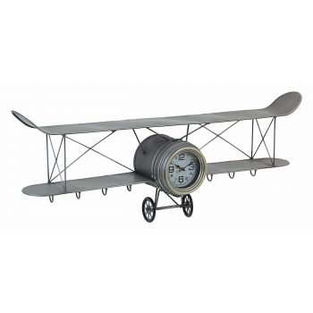 Ceas de perete Charles Plane 8H Gri Antichizat / Negru, L95xl34 cm