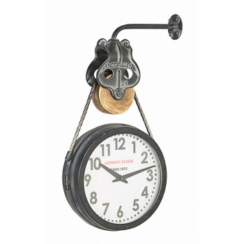 Ceas de perete Charles Pulley 334-1 Negru / Auriu Antichizat, L34xl52 cm