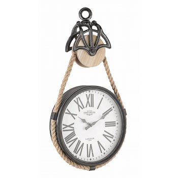 Ceas de perete Charles Pulley 399-1 Negru / Natural, L33xl60 cm