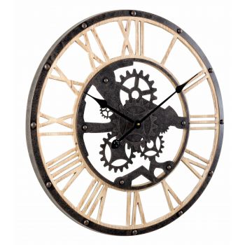 Ceas de perete Ticking Q14 Natural / Negru Antichizat, Ø60 cm