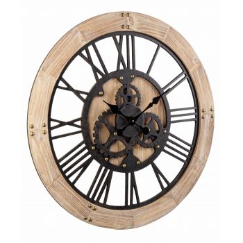Ceas de perete Ticking Q20 Natural / Negru, Ø80 cm