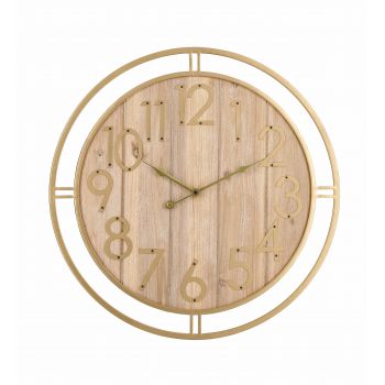 Ceas de perete Ticking Q404C Natural / Auriu, Ø60 cm