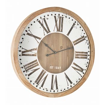 Ceas de perete Ticking Q87 Natural / Alb, Ø60 cm