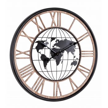 Ceas de perete Ticking Q96 Natural / Negru, Ø70 cm