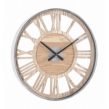 Ceas de perete Ticking Q97 Natural / Gri / Negru, Ø60 cm