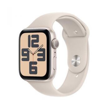 Ceas inteligent Smartwatch Apple Watch SE (2023) GPS, Retina LTPO OLED Capacitive touchscreen 1.78inch, Bluetooth, Wi-Fi, Bratara Silicon M/L, Carcasa Aluminiu 44mm, Rezistent la apa (Bej) de firma original