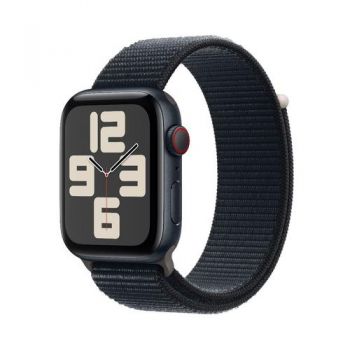 Ceas inteligent Smartwatch Apple Watch SE (2023) GPS, Retina LTPO OLED Capacitive touchscreen 1.78inch, Bluetooth, Wi-Fi, Bratara Sport Loop, Carcasa Aluminiu 44mm, Rezistent la apa (Negru) ieftin