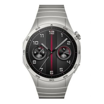 Ceas inteligent Smartwatch Huawei Watch GT 4, Ecran 1.43inch, 46mm, Bluetooth, Bratara Metalica Stainless Steel, Waterproof 5 ATM (Argintiu)