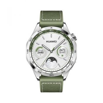 Ceas inteligent Smartwatch Huawei Watch GT 4, Ecran 1.43inch, 46mm, Bluetooth, Curea Textila, Waterproof 5 ATM (Argintiu) Ceas inteligent Smartwatch Huawei Watch GT 4, Ecran 1.43inch, 46mm, Bluetooth, Curea Textila, Waterproof 5 ATM (Argintiu)