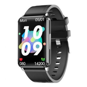 Ceas inteligent Smartwatch iSEN EP02, Display TFT 1.3inch, ECG, Ritm cardiac, Presiune sanguina, Glicemie, Oxigen, Monitorizare somn, Bluetooth, Waterproof IP67 (Negru)