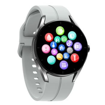 Ceas inteligent Smartwatch iSEN KS05, Ecran IPS HD 1.32inch, Bluetooth, Waterproof IP67, ECG, Ritm cardiac, Presiune sanguina, Glicemie, Oxigen (Argintiu/Gri)