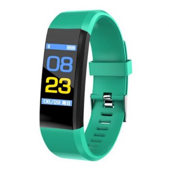 Resigilat Bratara Smart Fitness Techstar® ID115 Plus Fitness, 0,95 inch OLED, BT4.0, Waterproof IP65, Monitorizare Puls, Tensiune, Verde