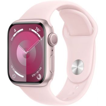 SmartWatch Apple Watch S9, 41mm Carcasa Aluminium Pink, Light Pink Sport Band - M/L