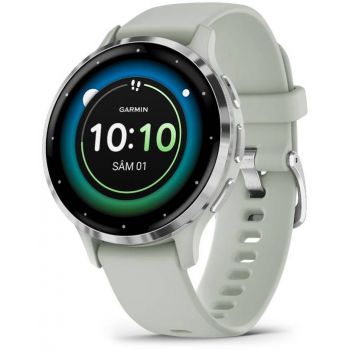 SmartWatch Garmin Venu 3S, GPS, Wi-Fi, curea silicon, Silver/Sage Gray