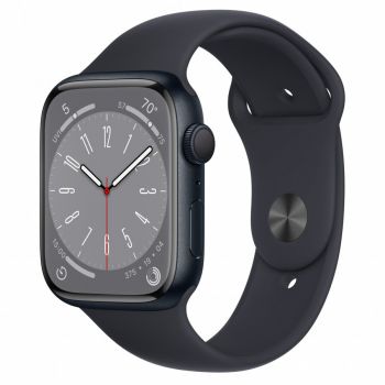 Apple Apple Watch 8, GPS, Carcasa Midnight Aluminium 45mm, Midnight Sport Band