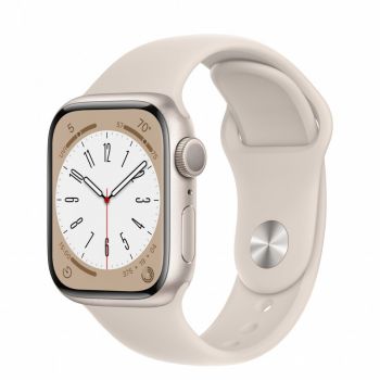 Apple Apple Watch 8, GPS, Carcasa Starlight Aluminium 41mm, Starlight Sport Band
