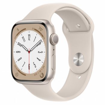 Apple Apple Watch 8, GPS, Carcasa Starlight Aluminium 45mm, Starlight Sport Band