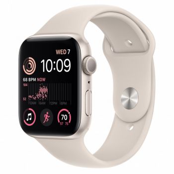 Apple Apple Watch SE 2 (2022), GPS, Carcasa Starlight Aluminium 44mm, Starlight Sport Band
