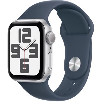 Apple Apple Watch SE (2023), GPS, Carcasa Silver Aluminium 40mm, Storm Blue Sport Band - M/L