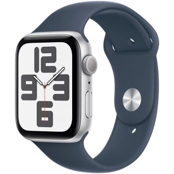 Apple Apple Watch SE (2023), GPS, Carcasa Silver Aluminium 44mm, Storm Blue Sport Band - M/L