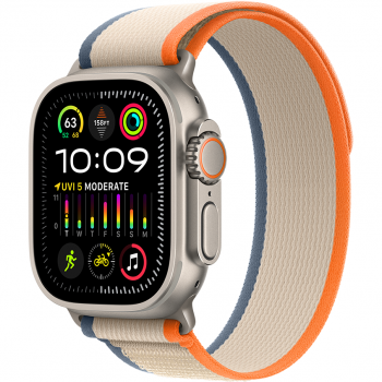 Apple Apple Watch Ultra 2, GPS, Cellular, Carcasa Titanium 49mm, Orange/Beige Trail Loop - S/M de firma original