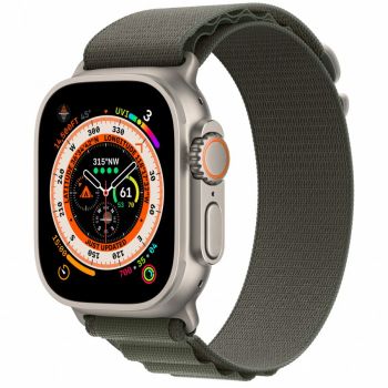 Apple Apple Watch Ultra Cellular, 49mm Titanium Case with Green Alpine Loop - Medium
