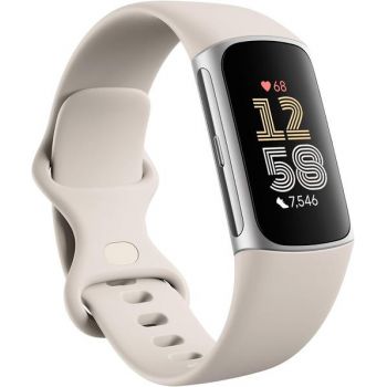 Bratara fitness Fitbit Charge 6, GPS + GLONASS, Rezistenta la apa 50M, Bluetooth, NFC (Argintiu) de firma originala