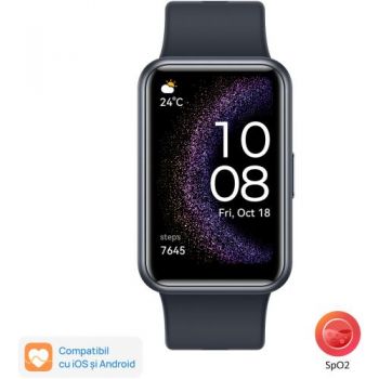 Ceas activity tracker Huawei Watch FIT SE, Bluetooth, GPS, Bratara Silicon, Negru de firma originala