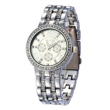 Ceas dama Geneva CS15, bratara metalica, stil elegant, cadran cu cristale