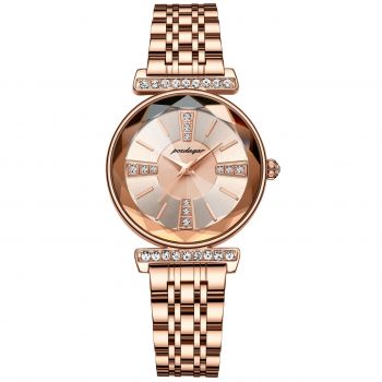 Ceas dama Poedagar CS1508, otel inoxidabil, rose gold, cadran rose gold la reducere